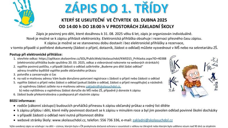 Zápis do 1. třídy 2025/2026