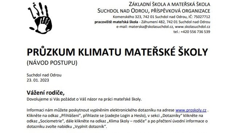 Průzkum klimatu mateřské školy