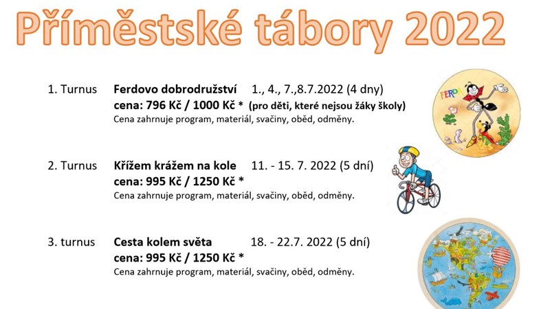 Příměstské tábory na rok 2022