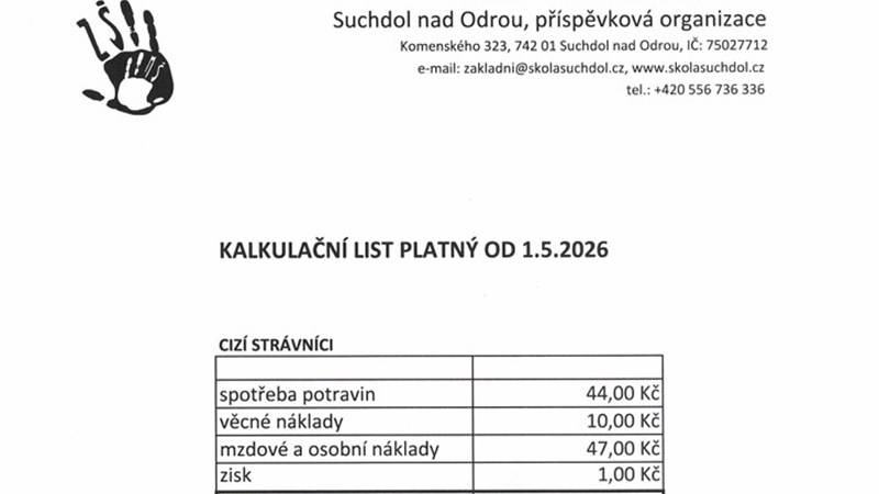 Kalkulační list platný od 01. 05. 2026 - cizí strávníci